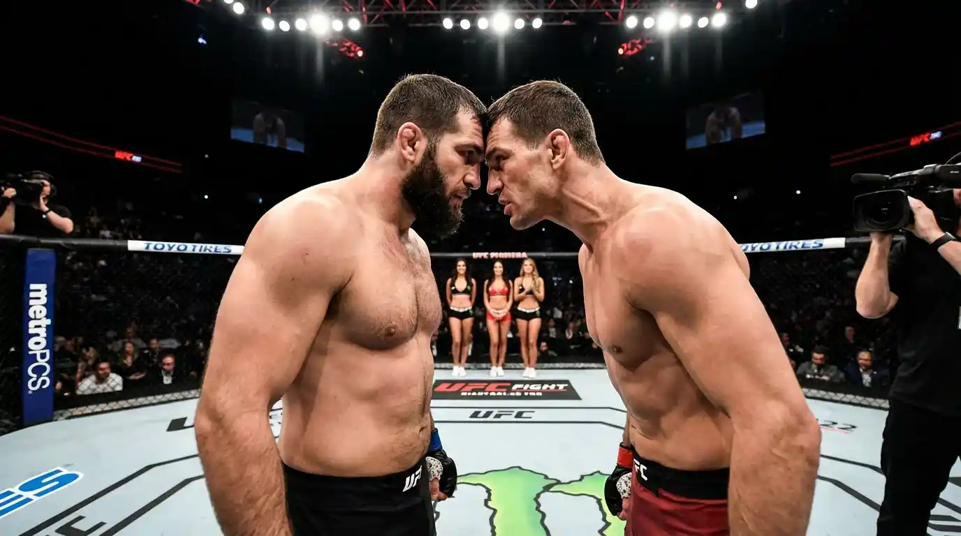 Dois lutadores de MMA frente a frente antes do combate no UFC