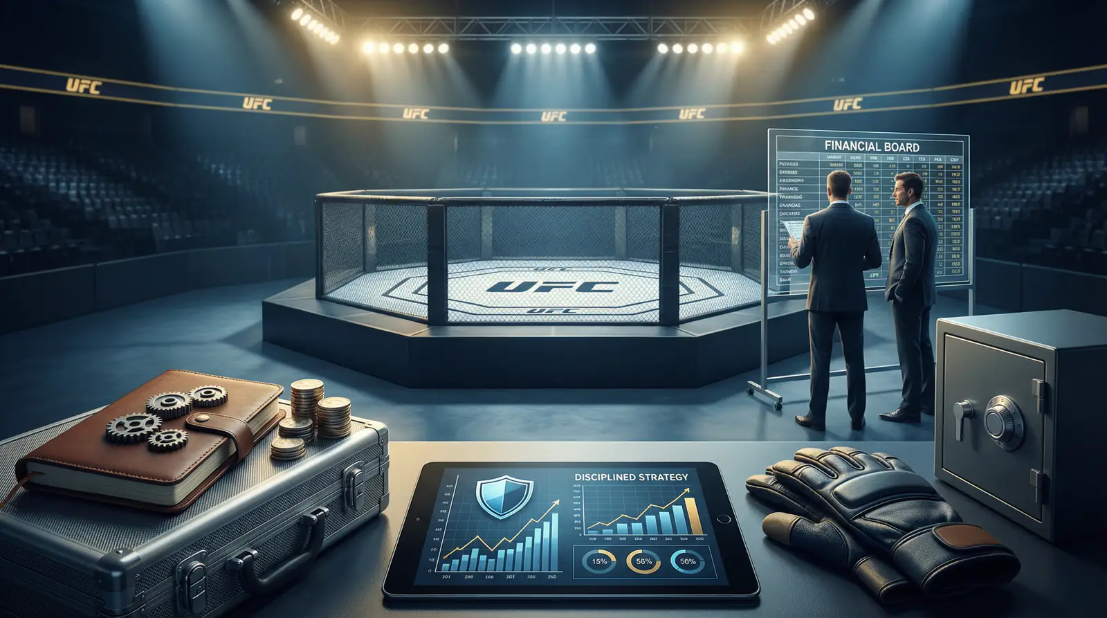 Estratégias de gestão de banca para apostas em UFC com gráficos de alocação de capital