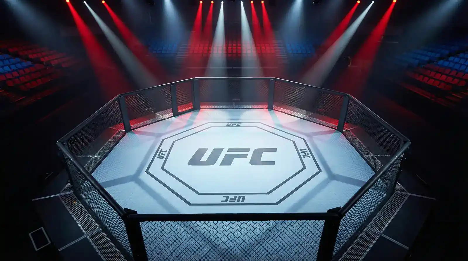 Octógono do UFC com dados estatísticos sobrepostos