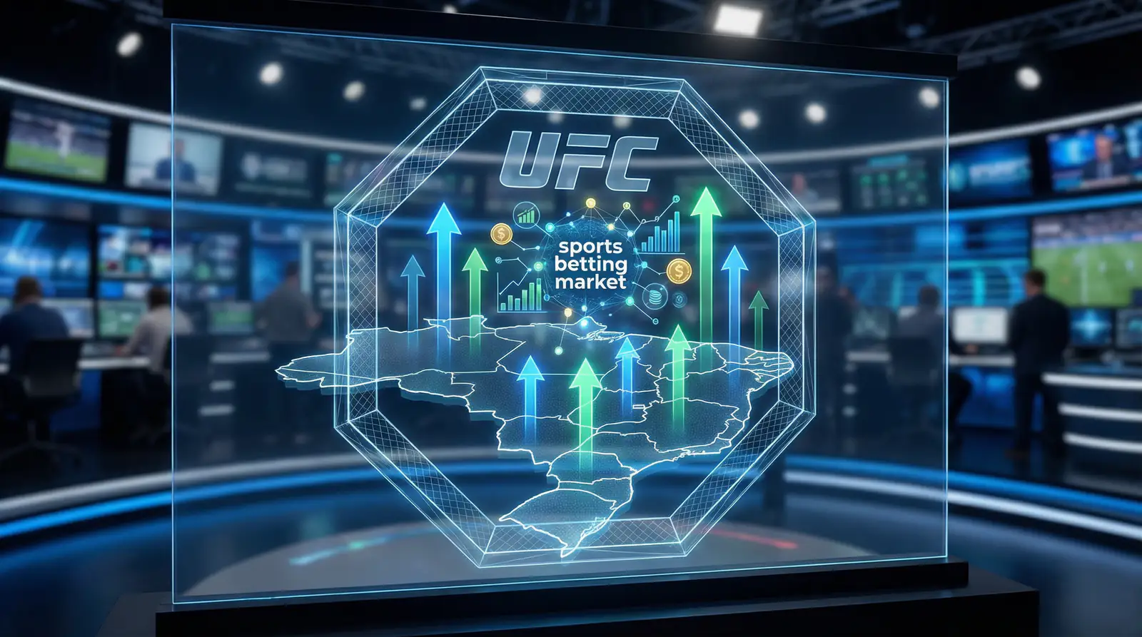 Gráfico de crescimento do mercado de apostas em UFC no Brasil com estatísticas de faturamento